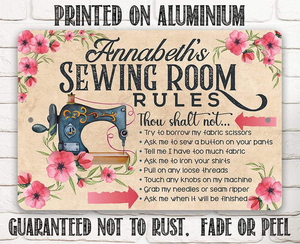 Personalized - Sewing Room Rules - Metal Sign