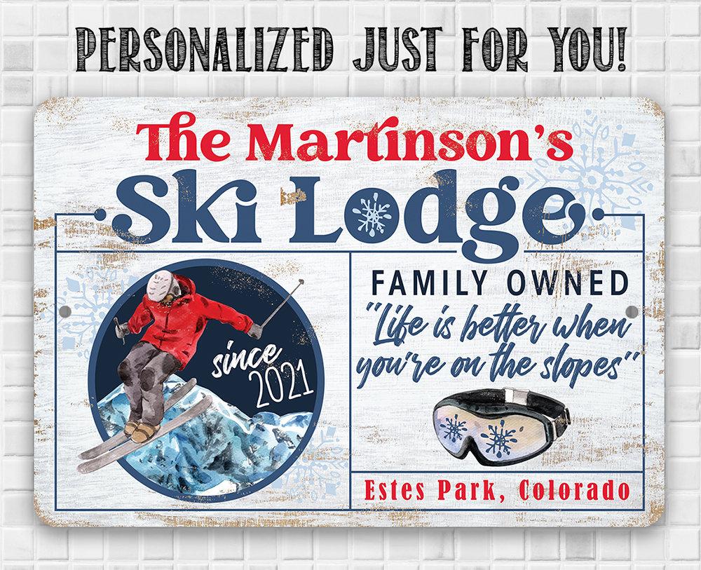 Personalized - Ski Lodge - Metal Sign