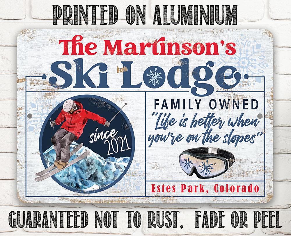 Personalized - Ski Lodge - Metal Sign