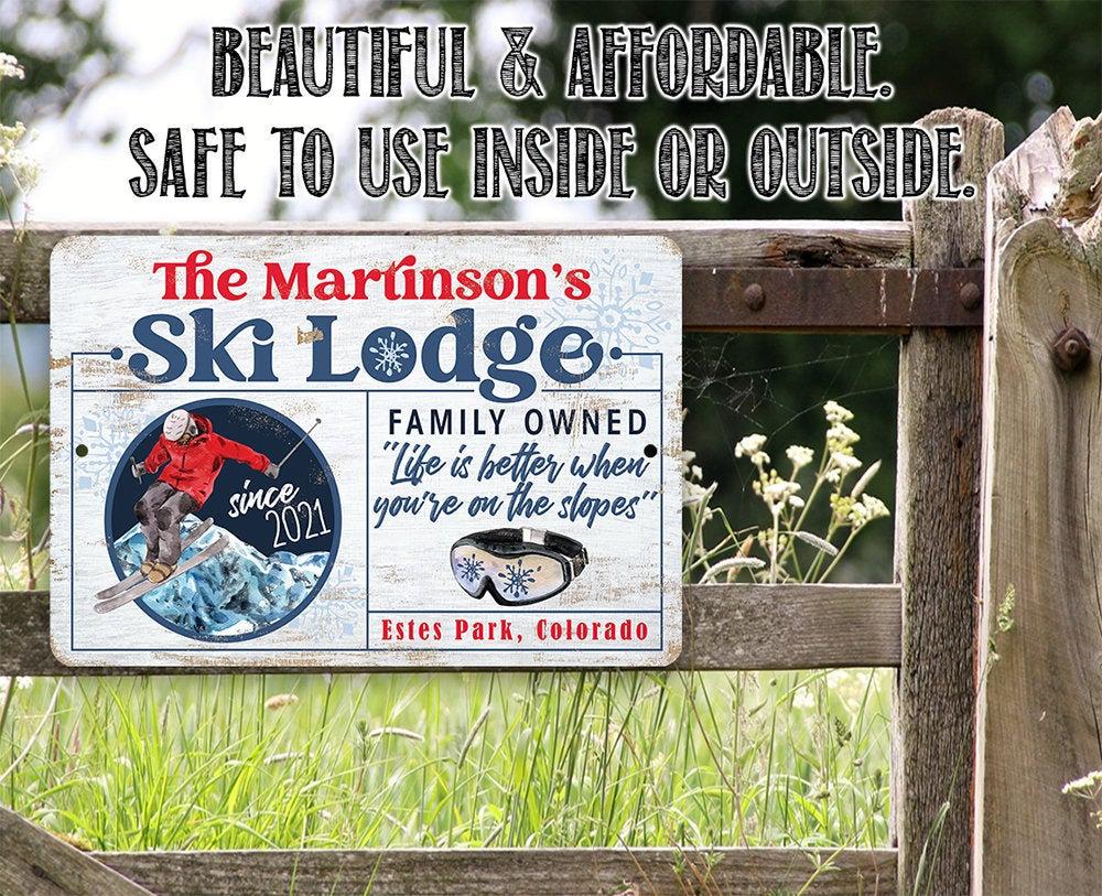Personalized - Ski Lodge - Metal Sign