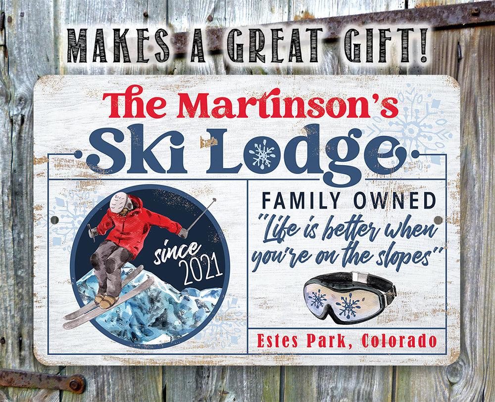 Personalized - Ski Lodge - Metal Sign