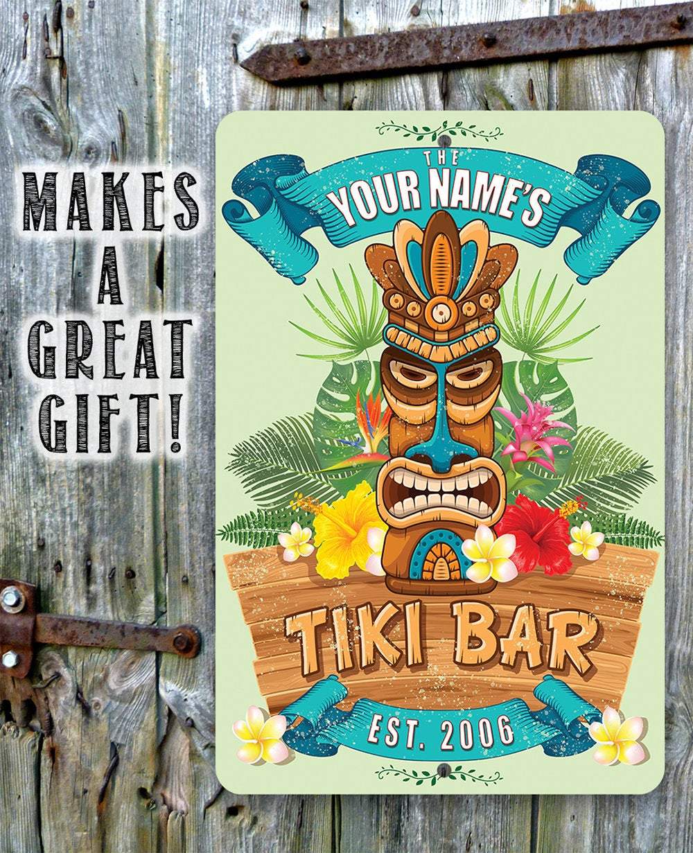 Personalized - Tiki Bar Aloha - Metal Sign
