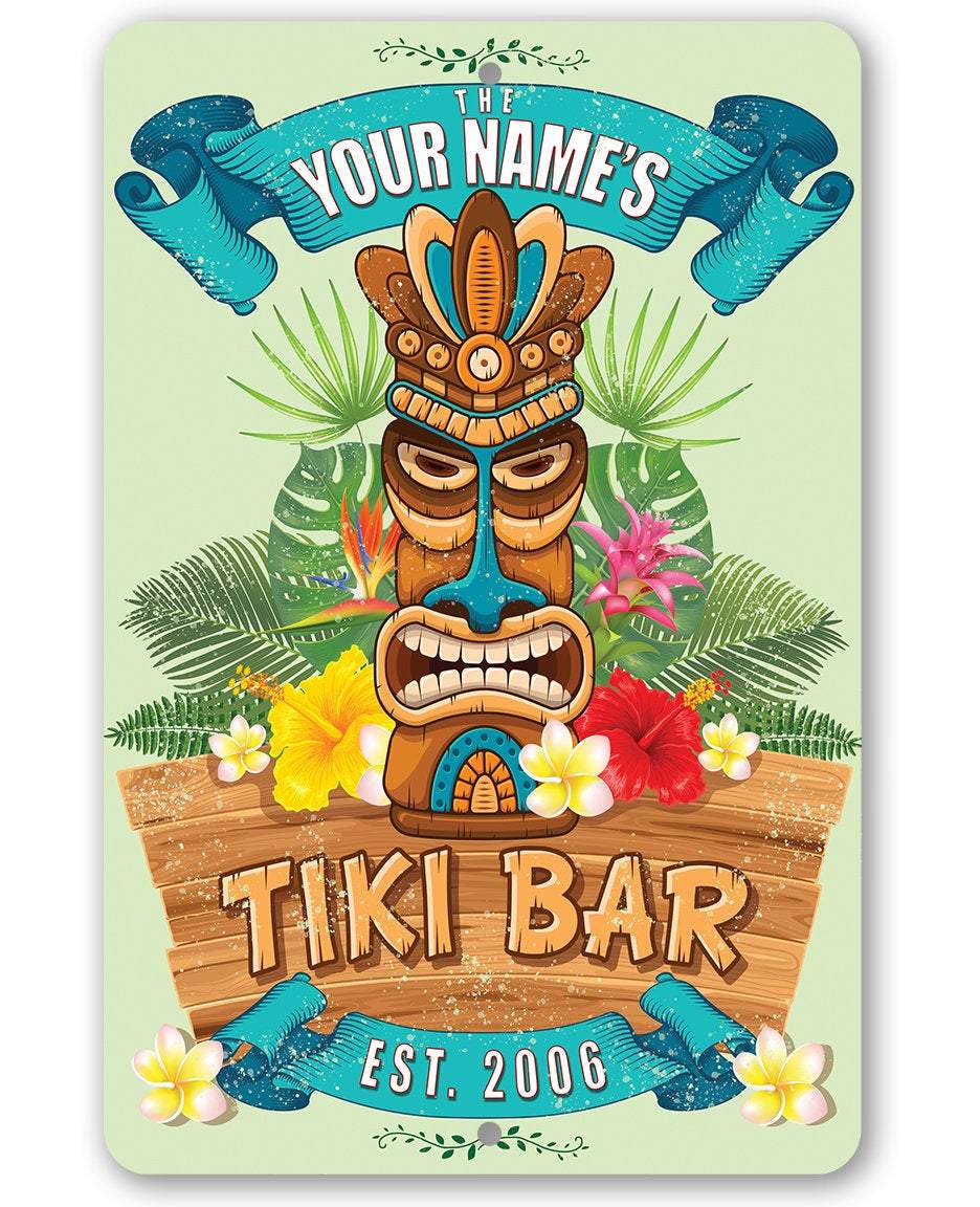 Personalized - Tiki Bar Aloha - Metal Sign
