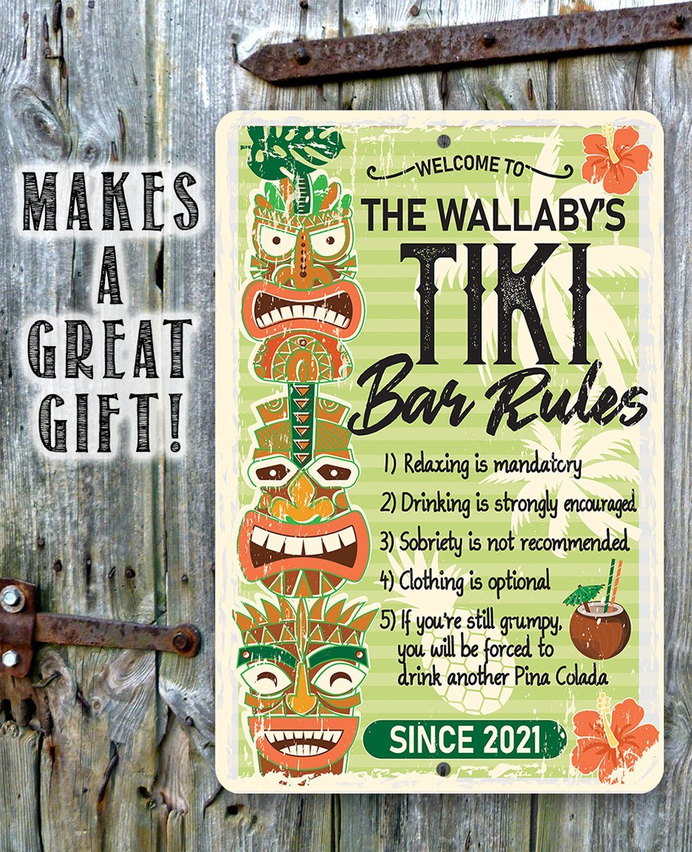 Personalized - Tiki Bar Rules - Metal Sign