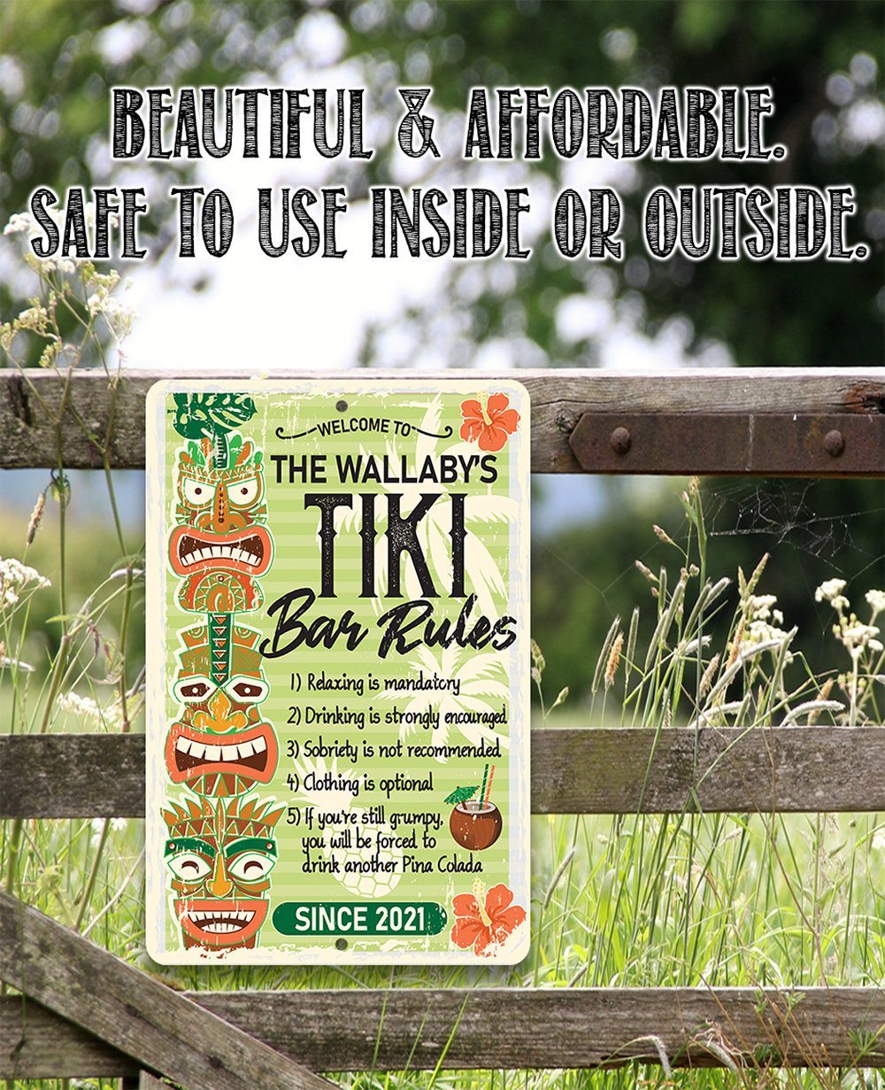 Personalized - Tiki Bar Rules - Metal Sign