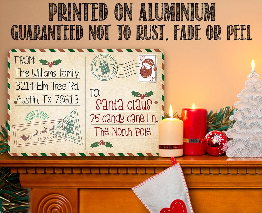 Personalized - To Santa Postcard - Metal Sign