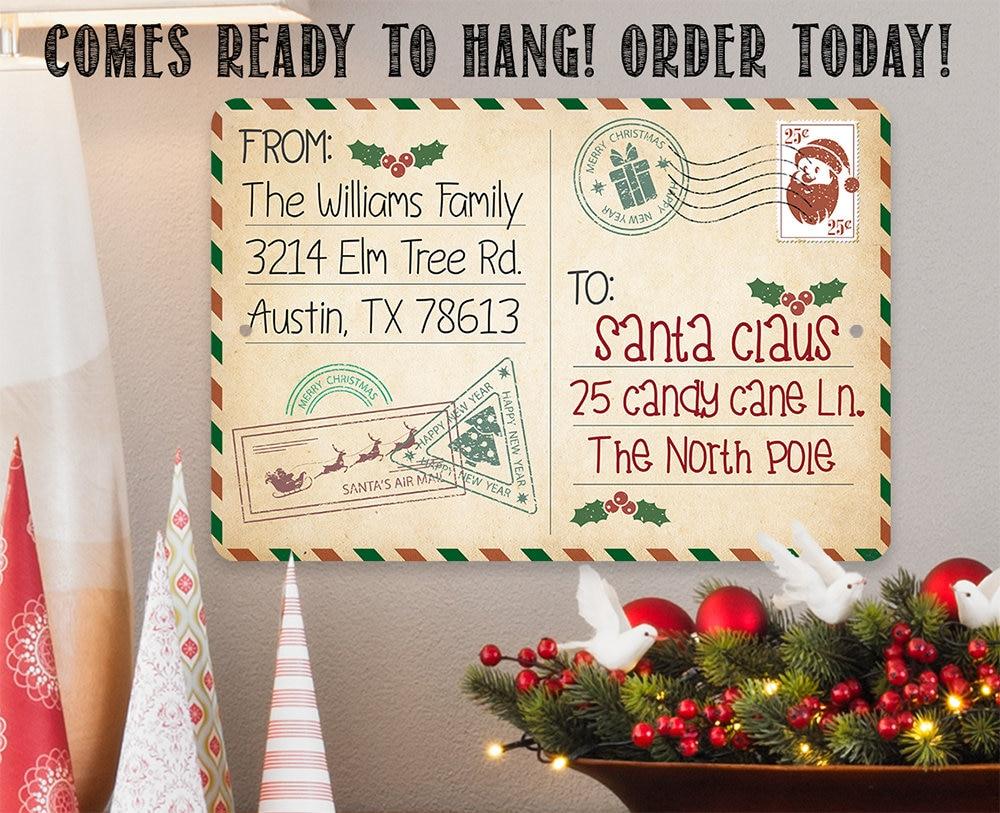 Personalized - To Santa Postcard - Metal Sign