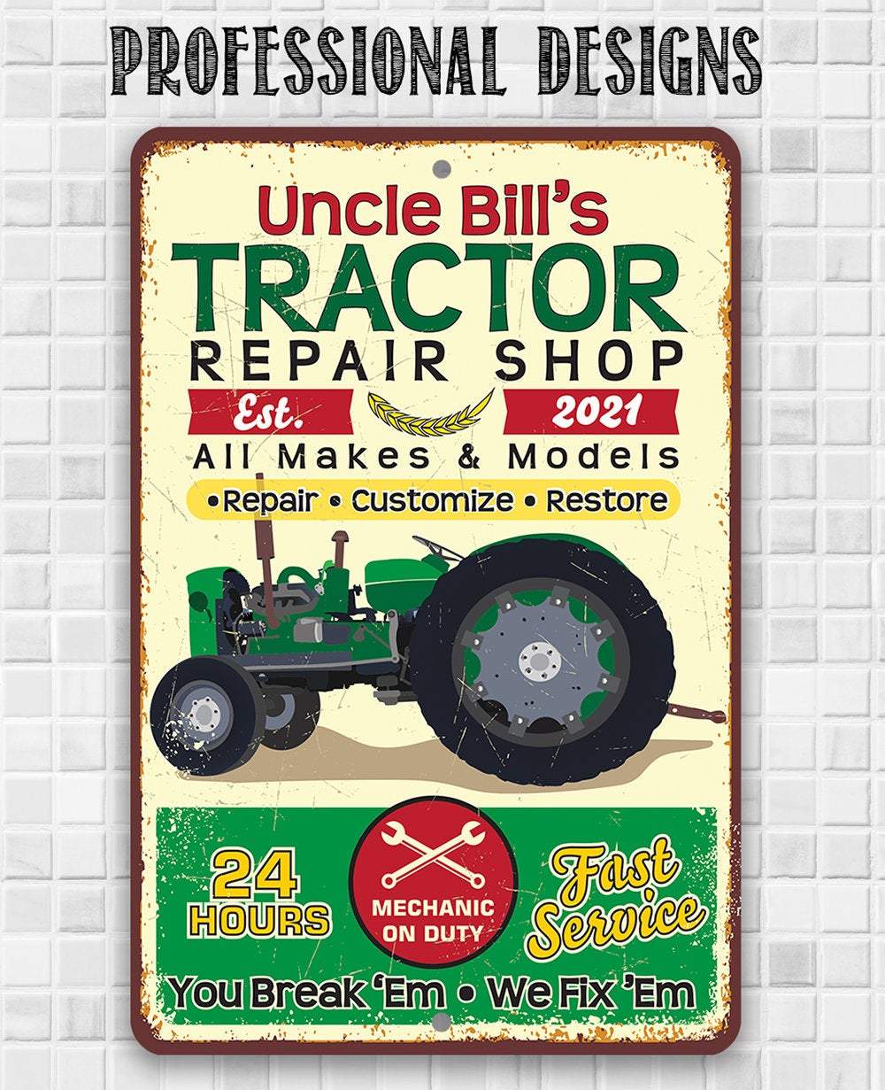 Personalized - Tractor Repair - Metal Sign