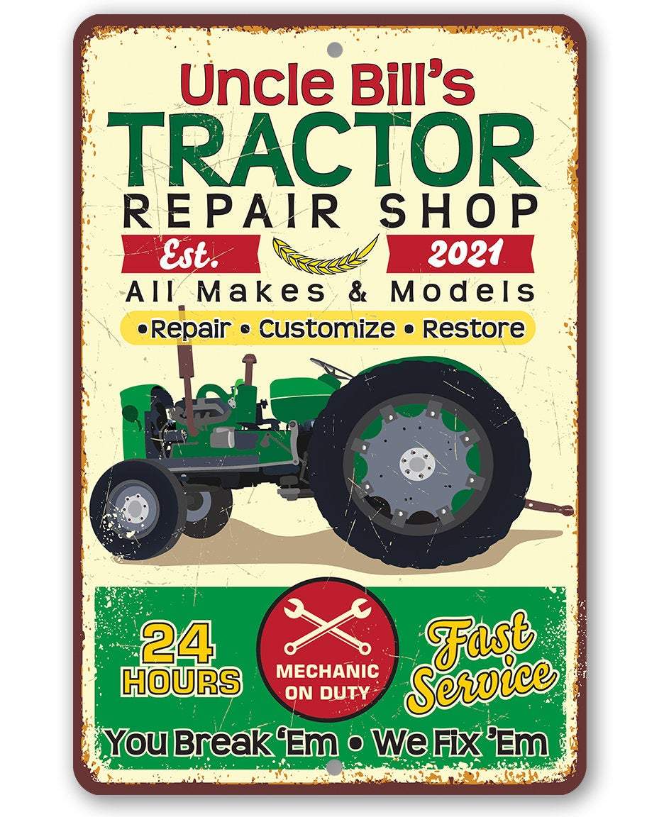 Personalized - Tractor Repair - Metal Sign
