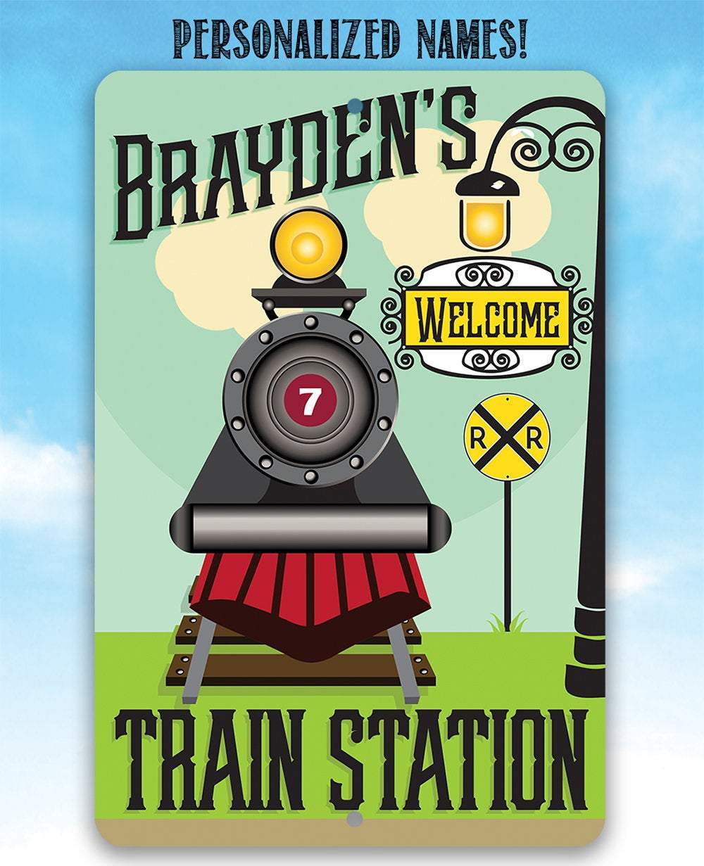 Personalized - Train Station - Metal Sign