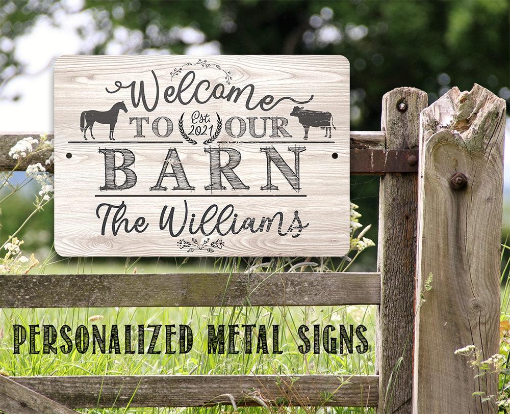 Personalized - Welcome To Our Barn - Metal Sign