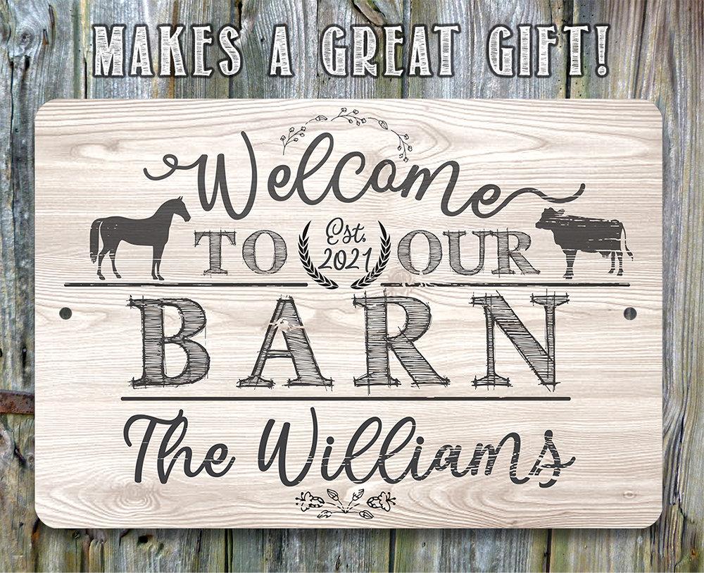 Personalized - Welcome To Our Barn - Metal Sign