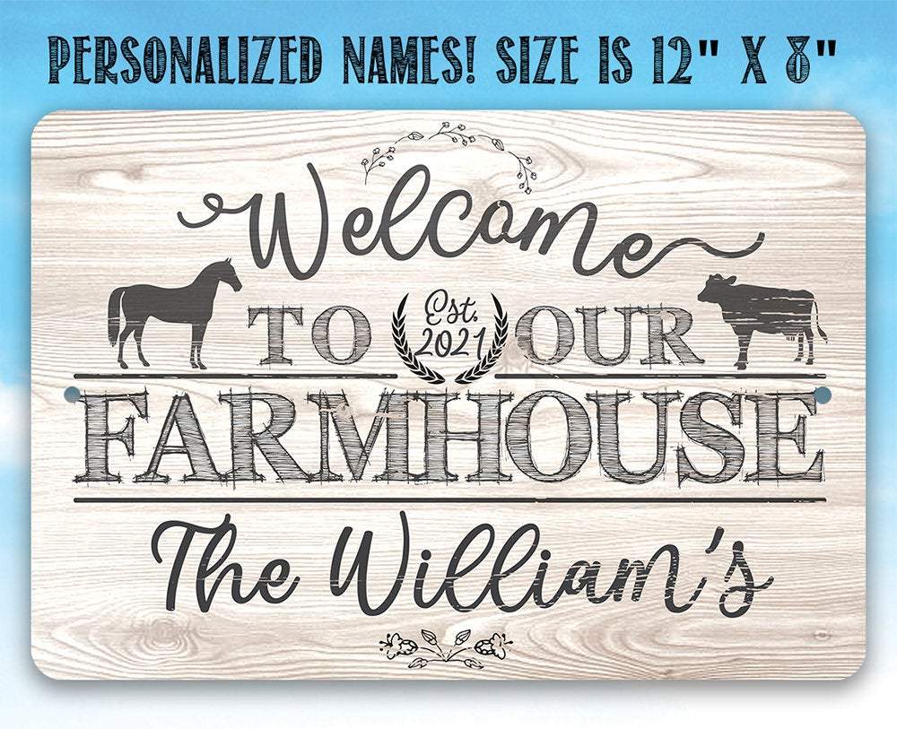 Personalized - Welcome To Our Farmhouse - Metal Sign