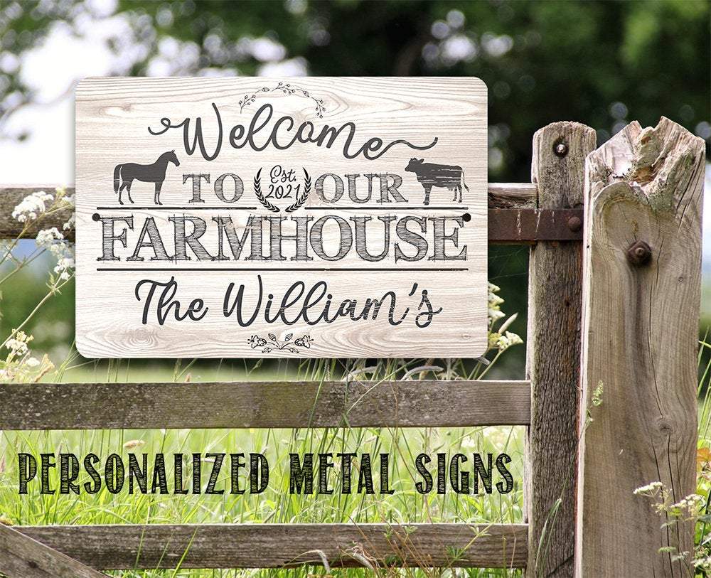 Personalized - Welcome To Our Farmhouse - Metal Sign