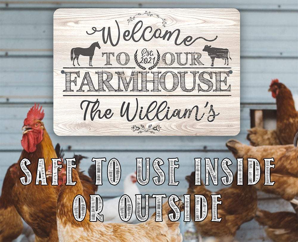Personalized - Welcome To Our Farmhouse - Metal Sign
