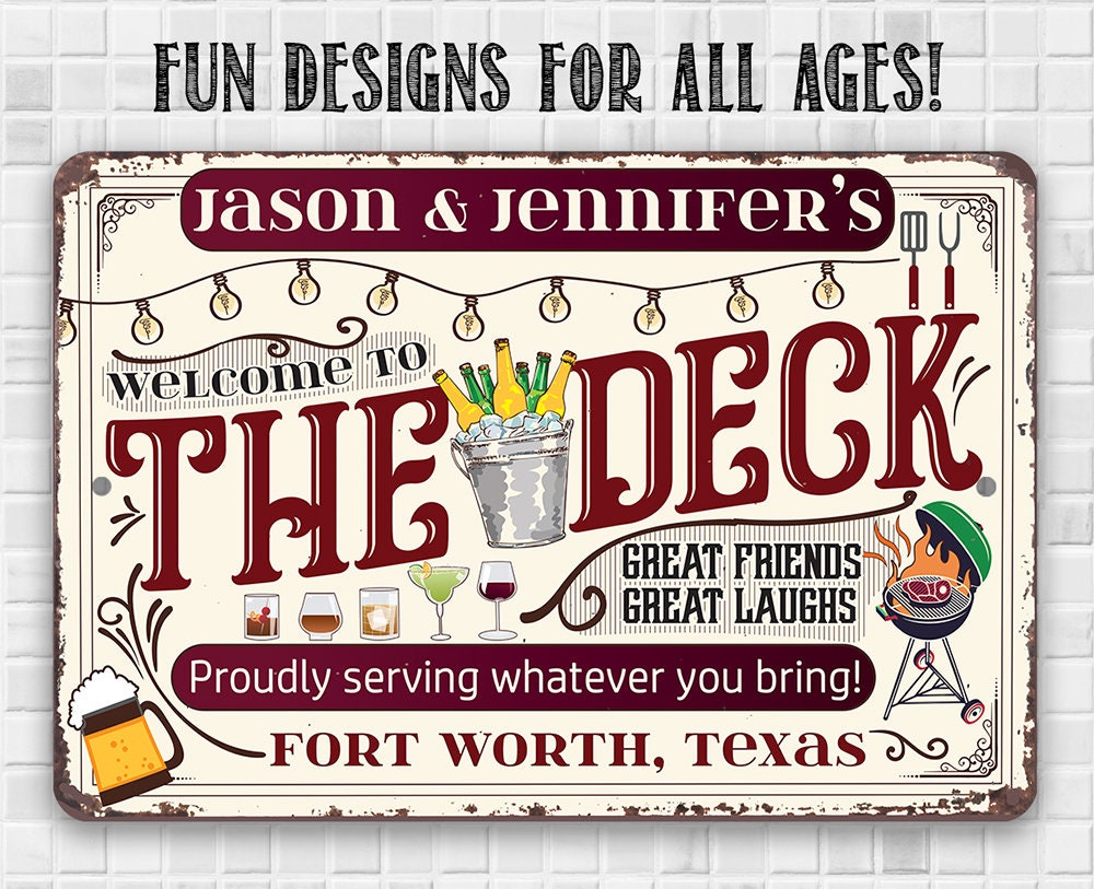 Personalized - Welcome To The Deck, Proudly Serving Whatever You Bring - Metal Sign