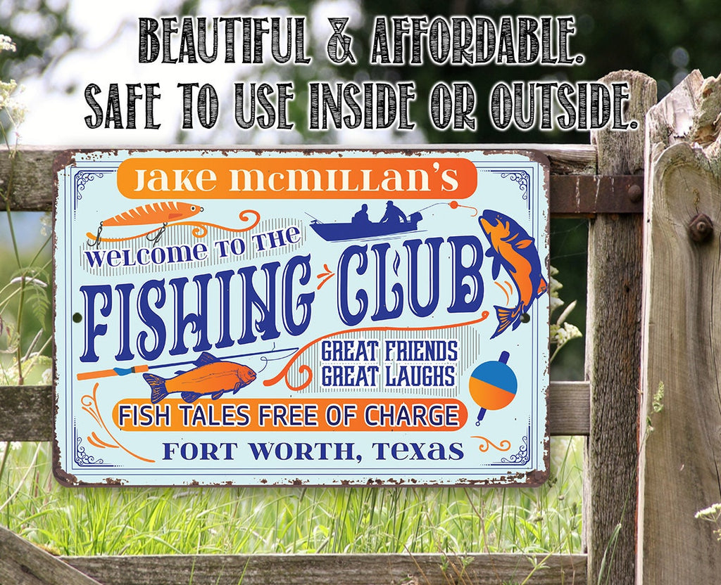 Personalized - Welcome To The Fishing Club - Metal Sign