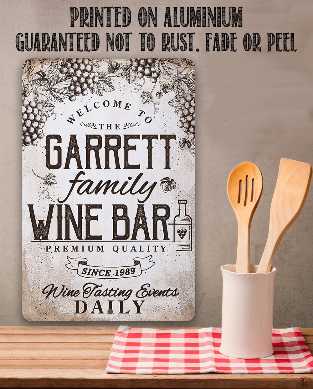 Personalized - Wine Bar - Metal Sign