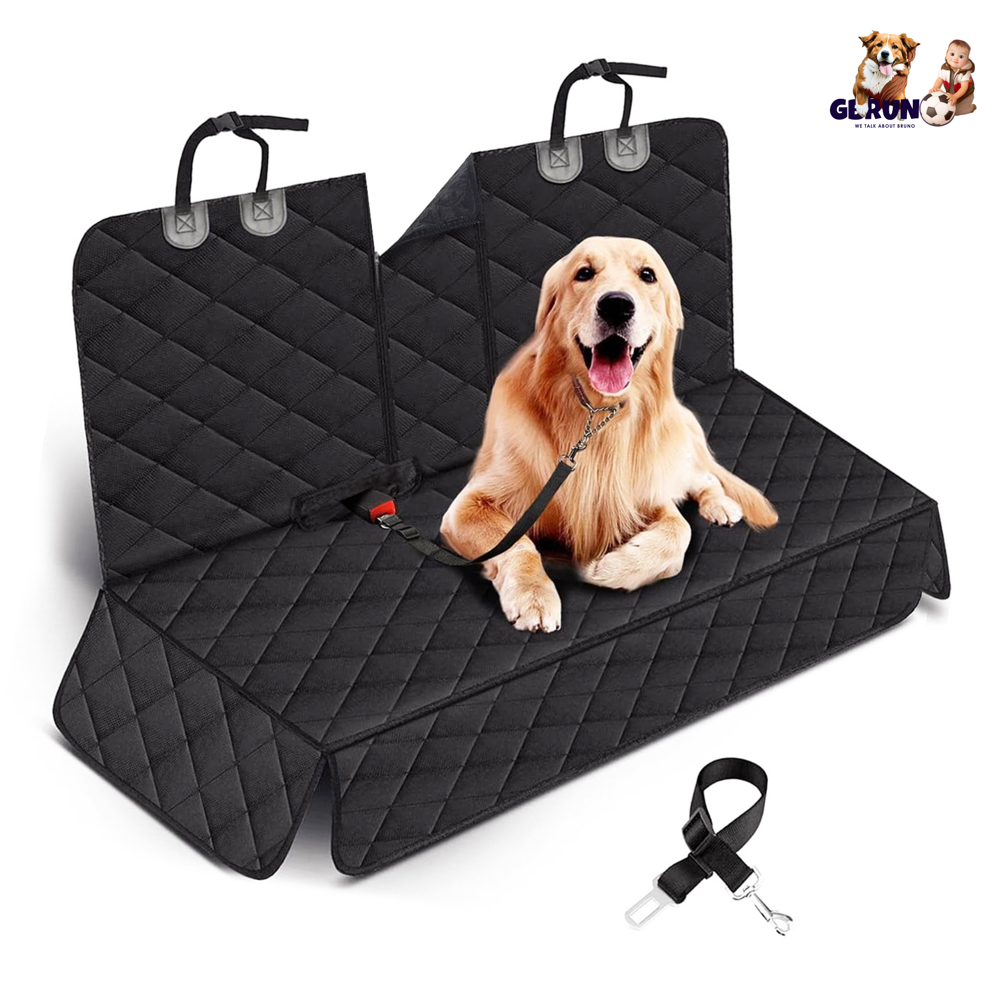 Dog Car Seat Cover Waterproof Scratchproof Pet Car Rear Protector Mat Pet Back Seat Cover with Dog Seat Belt for Car Truck SUV