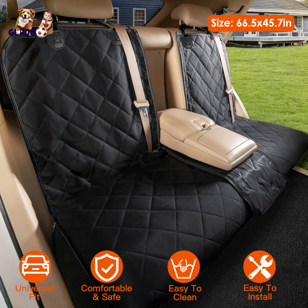 Dog Car Seat Cover Waterproof Scratchproof Pet Car Rear Protector Mat Pet Back Seat Cover with Dog Seat Belt for Car Truck SUV