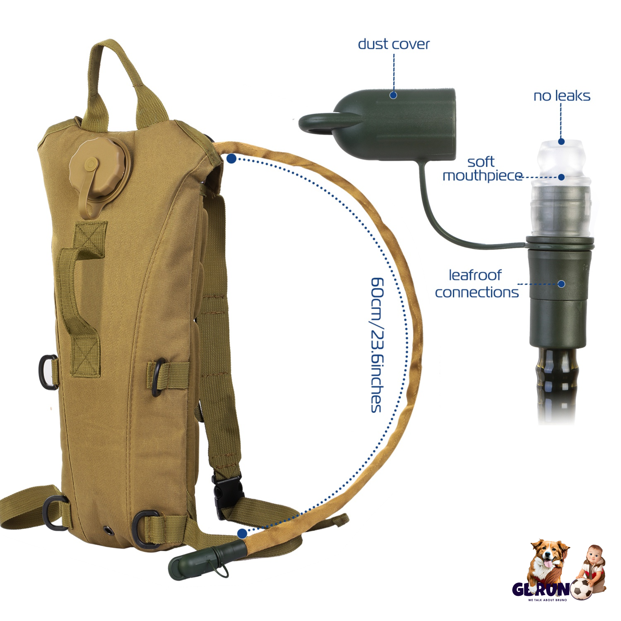 iMounTEK Tactical Hydration Pack 3L Water Bladder Adjustable Water Drink Backpack for Hiking Cycling Climbing Running