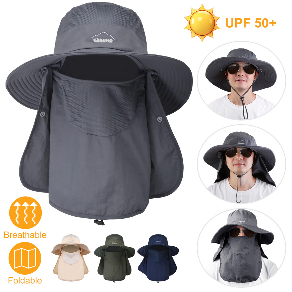 Fishing Bucket Hat Wide Brim Breathable Unisex Hat Sunlight-proof Removable Neck Face Fishing Cap For Fishing Hiking Traveling