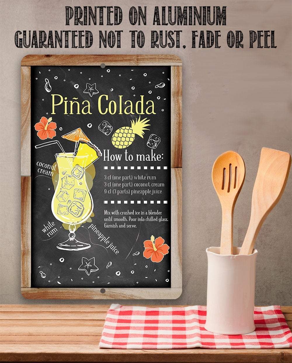 Pina Colada Bar Recipe - Metal Sign