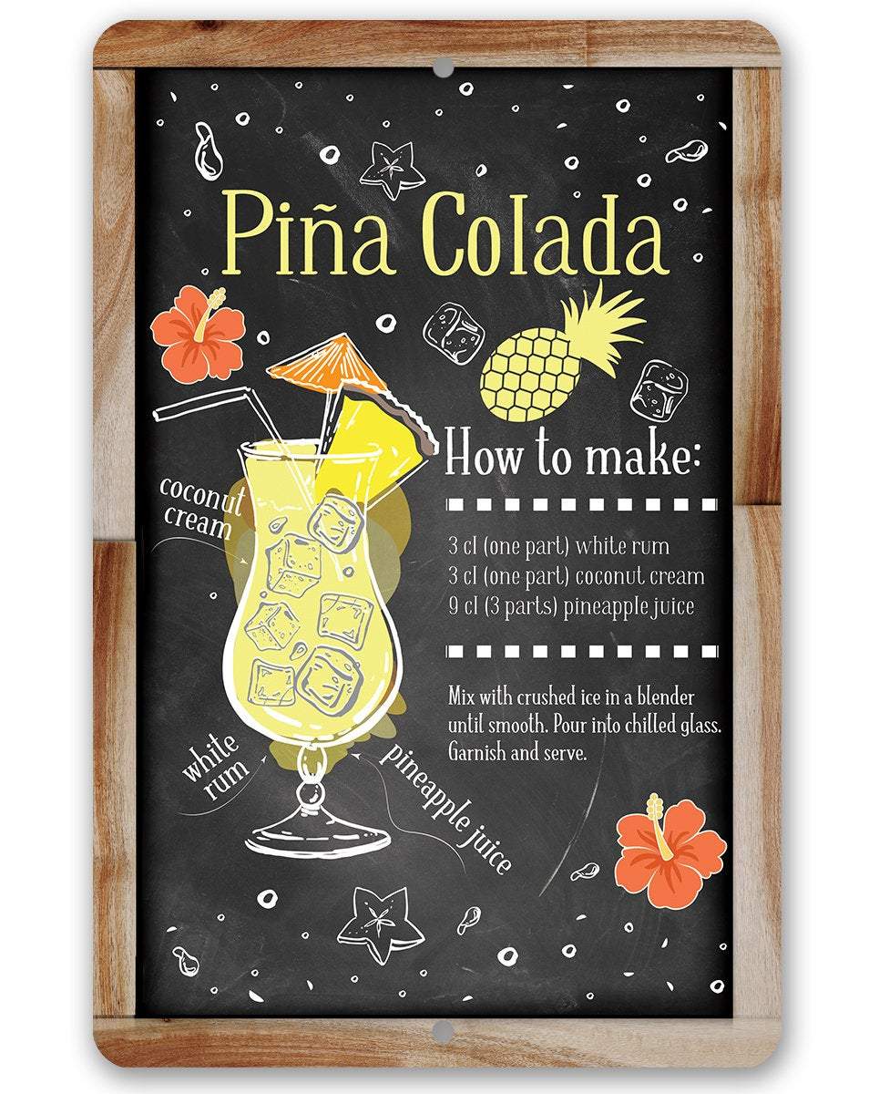 Pina Colada Bar Recipe - Metal Sign