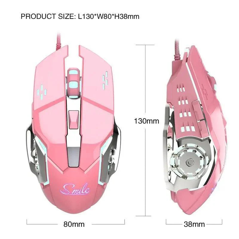 Pink Girly Gaming Mouse 3200DPI Backlight Adjustable 4 Level DPI Wired Women's Mice For Gamers