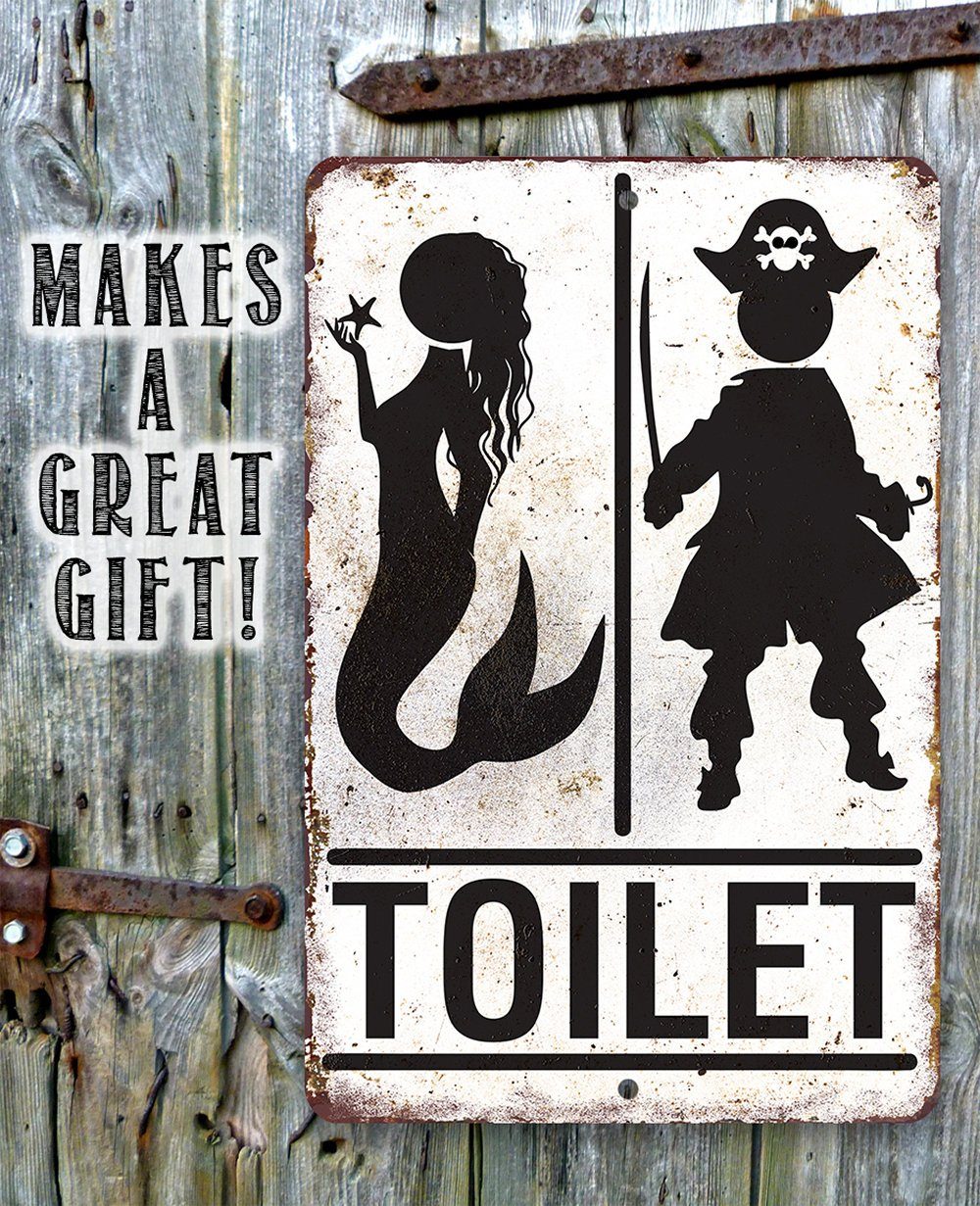 Pirate Mermaid Toilet - Metal Sign