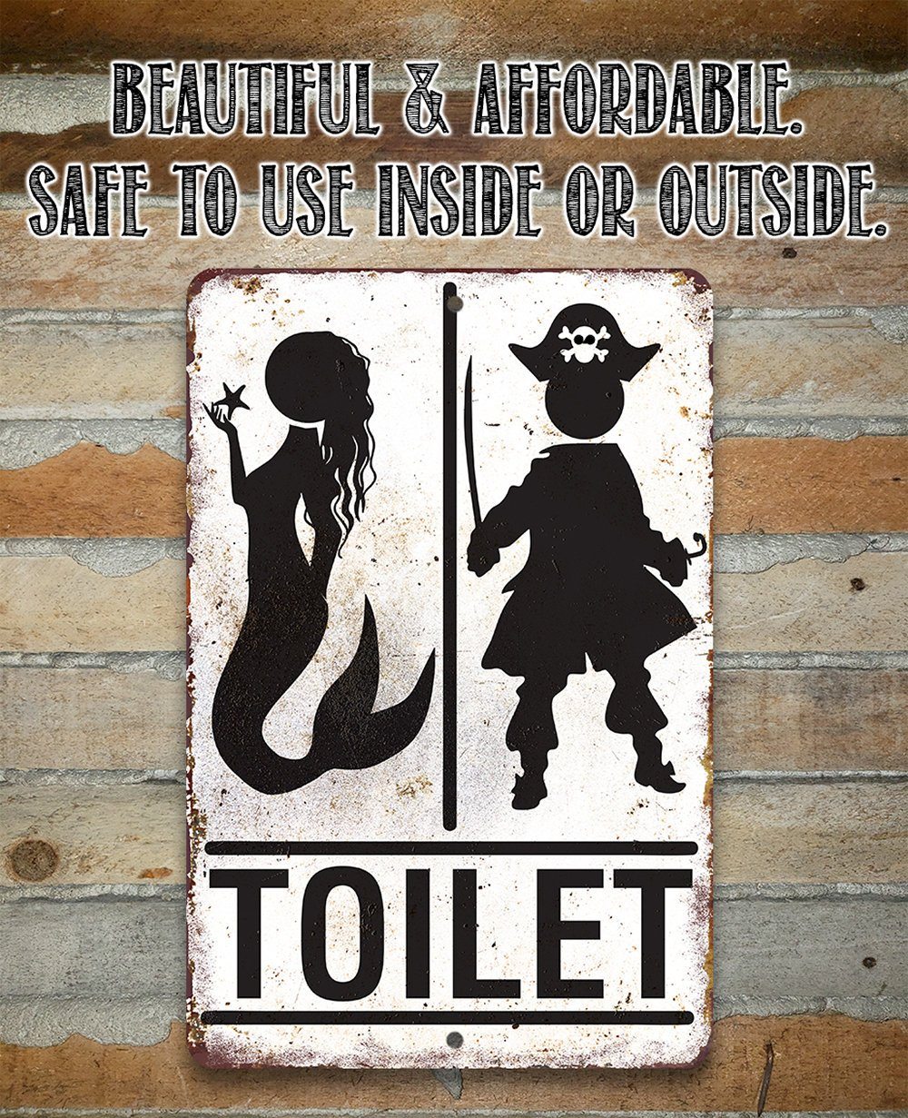Pirate Mermaid Toilet - Metal Sign