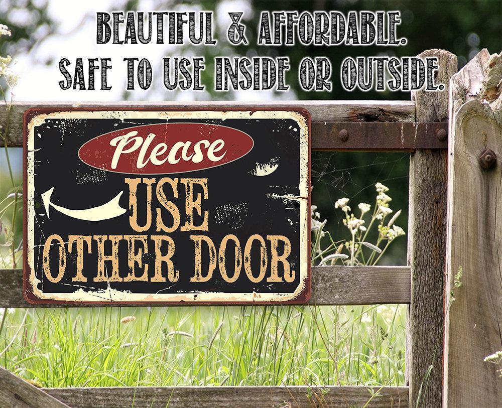 Please Use Other Door Pointing - Metal Sign