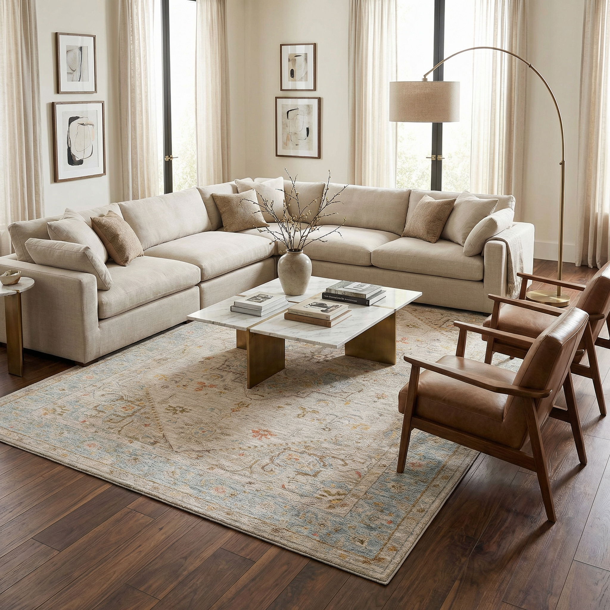 Ehan Cream Thick Luxe Oushak Rug