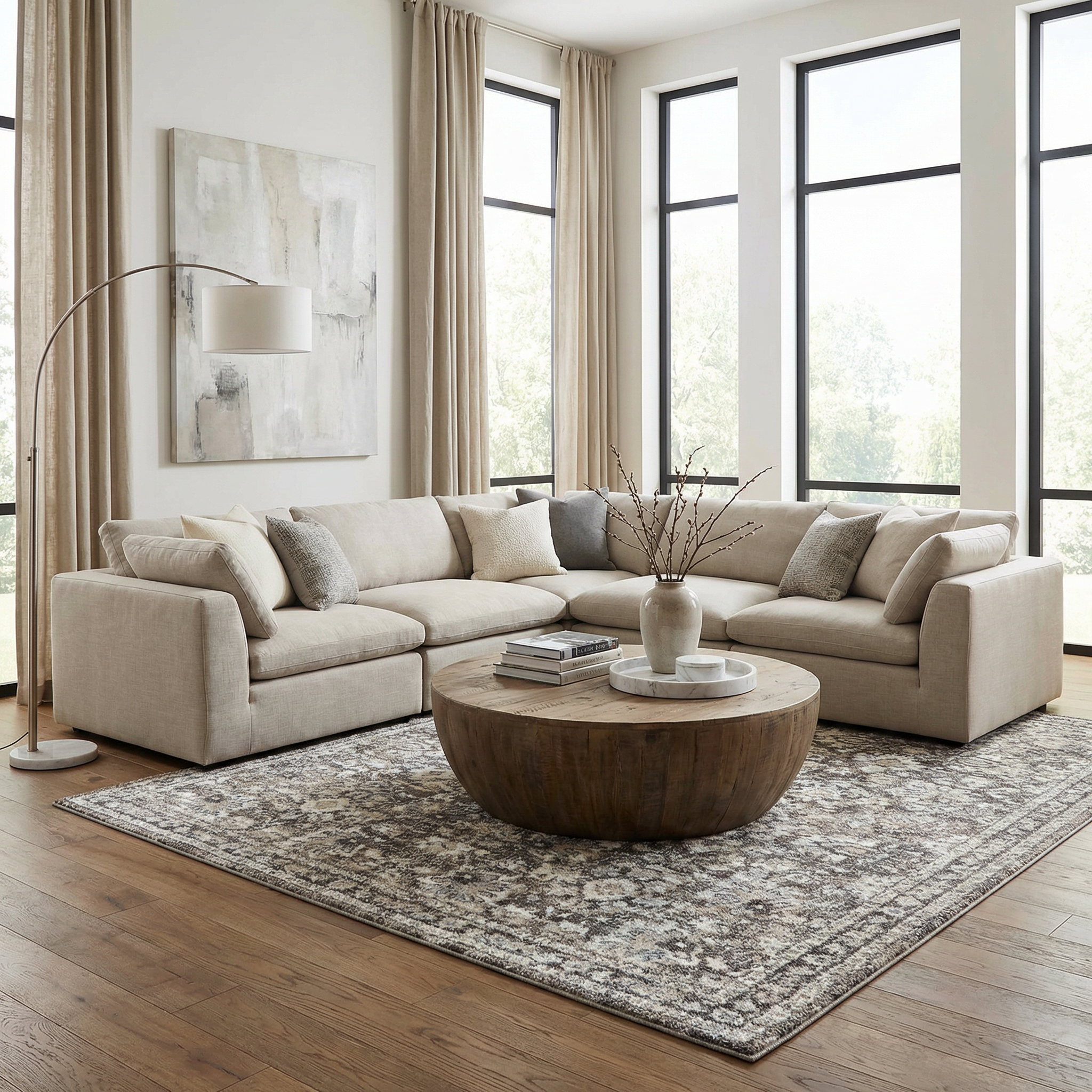 Talihina Brown Luxe Damask Rug