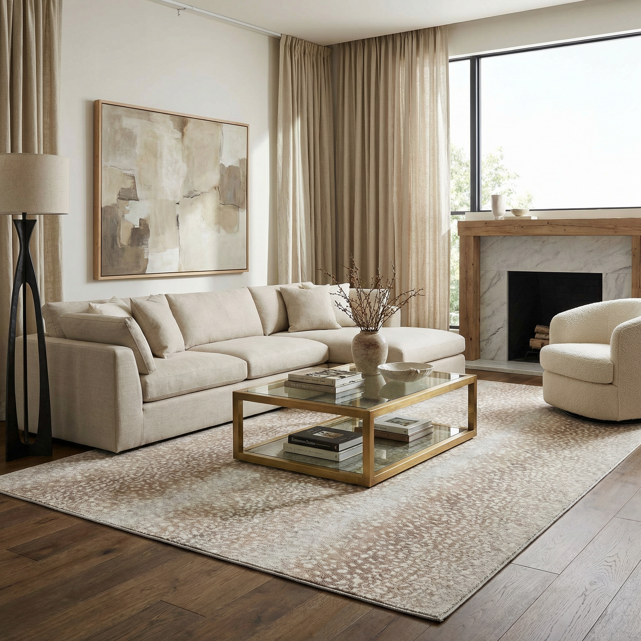 Pointblank Tan Leopard Print Rug