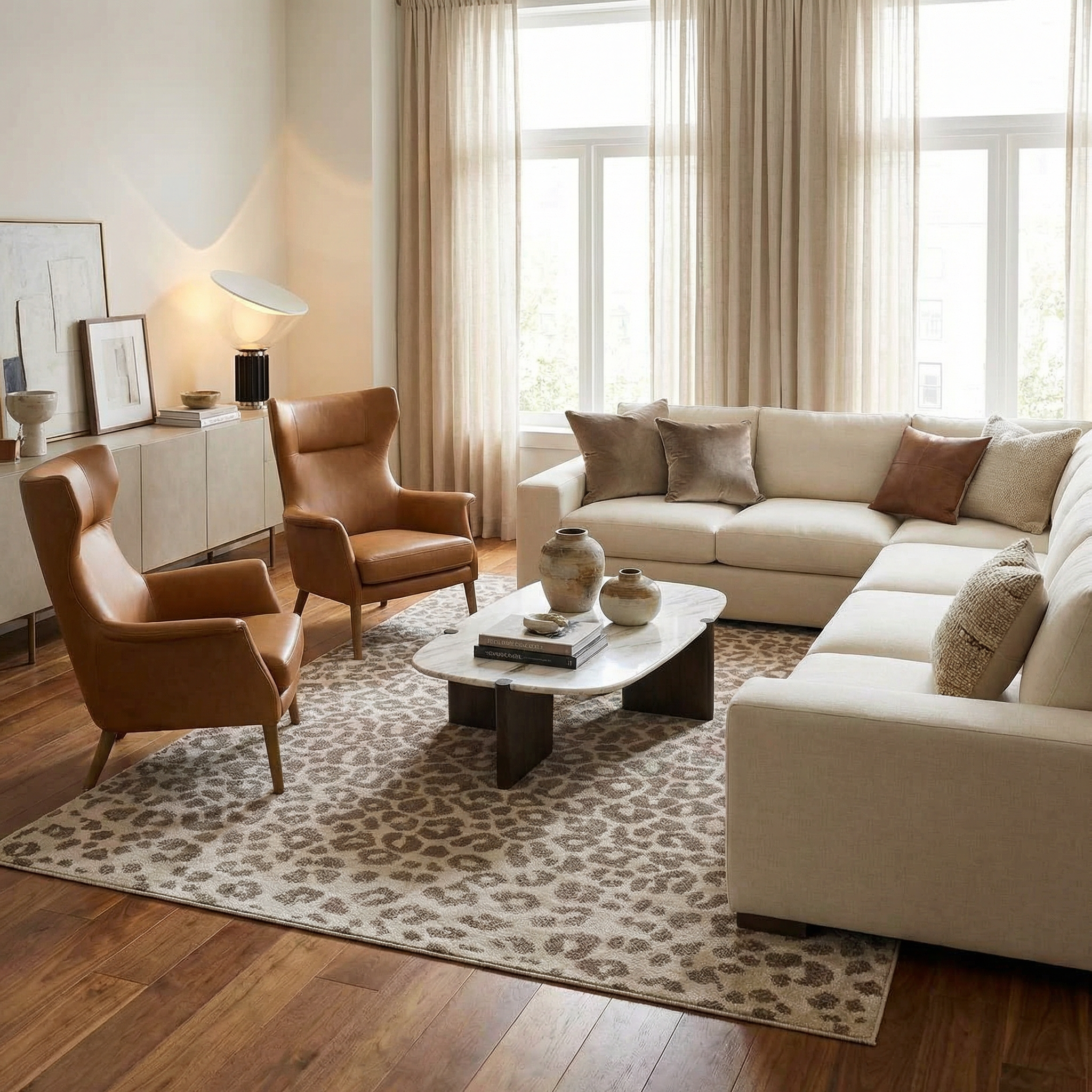 Tan Bonhill Leopard Print Area Rug