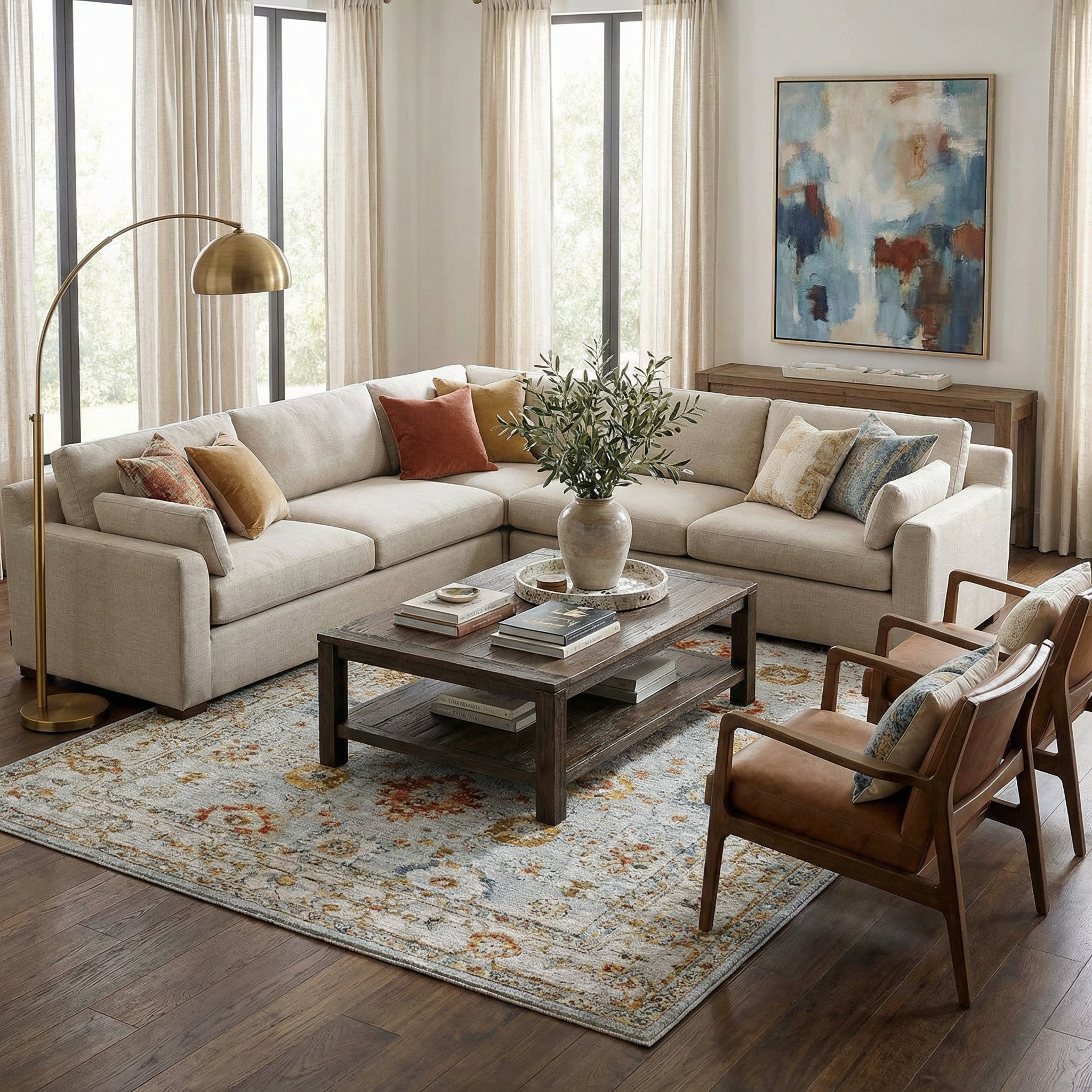 Luklukan Oushak Style Floral Rug
