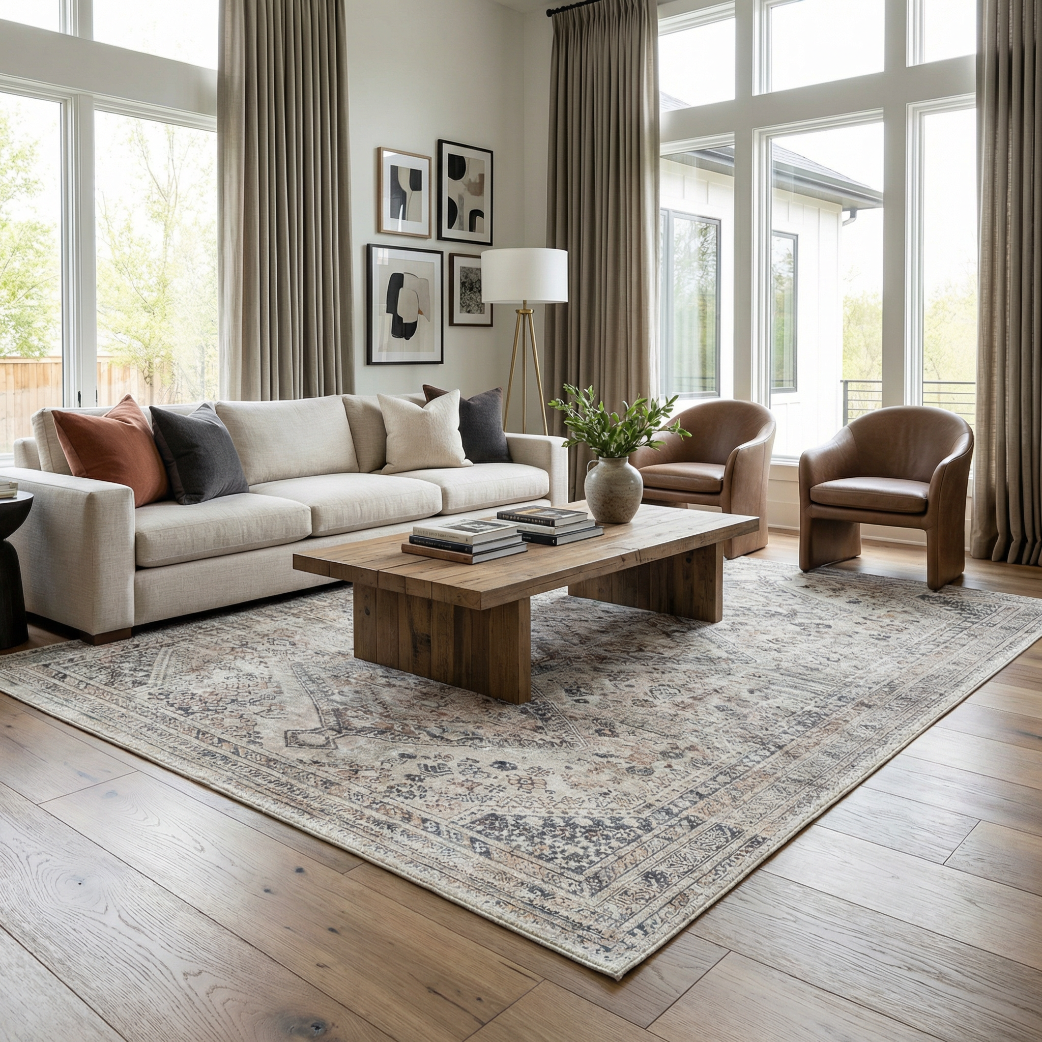 Barny Beige Flat Pile Washable Rug