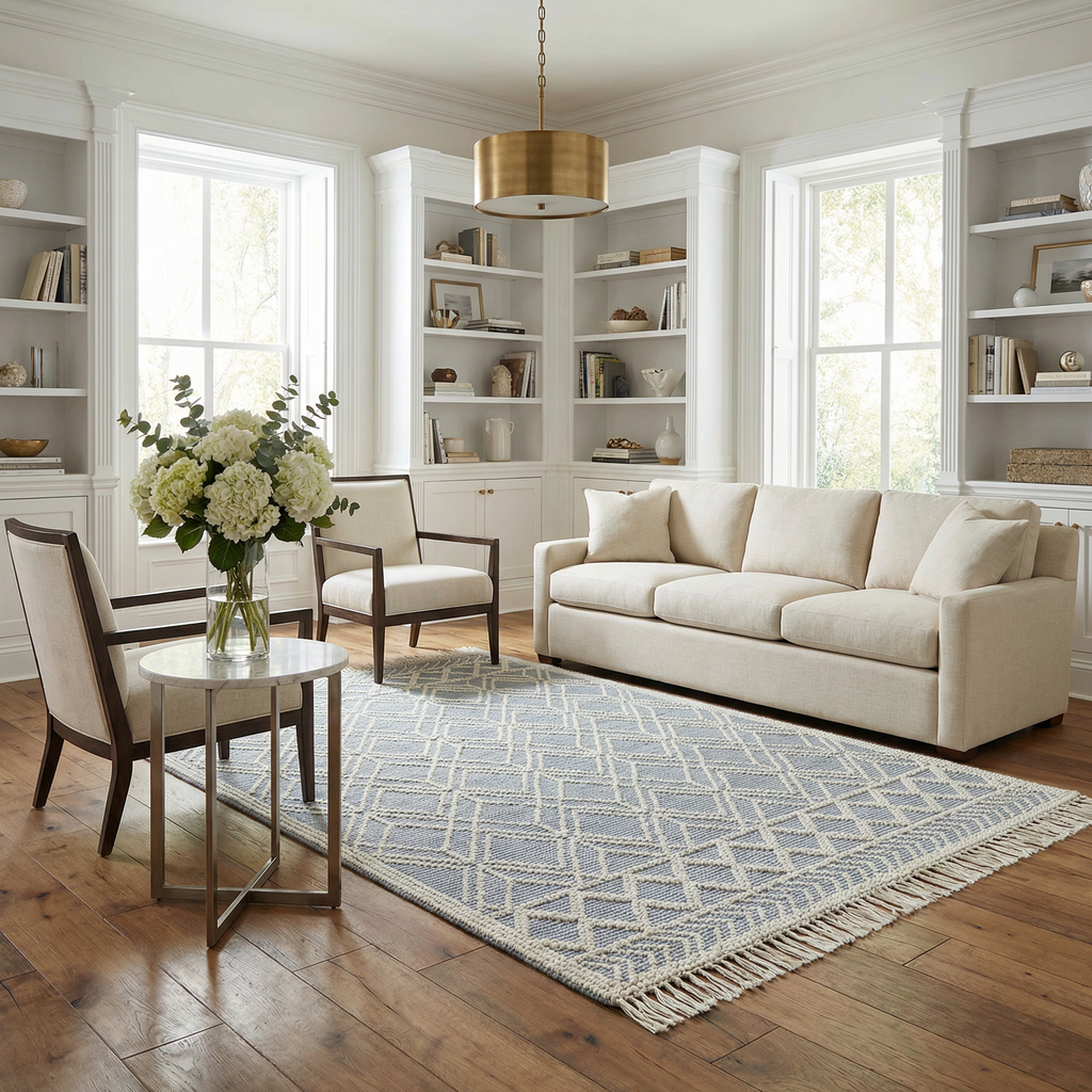 Ramsbury Denim Blue Wool Rug