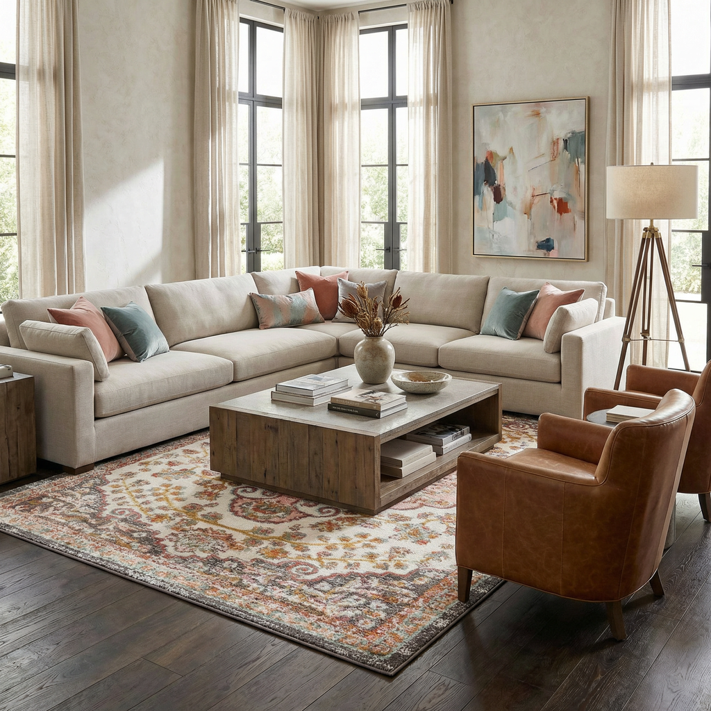 Oark Floral Medallion Area Rug