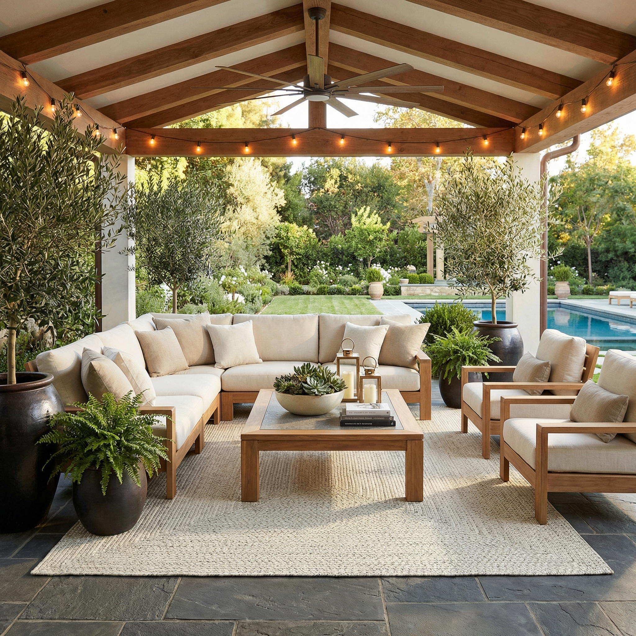 Beige Braided Faux Jute Outdoor Rug