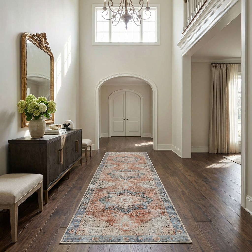 Rosman Distressed Washable Area Rug