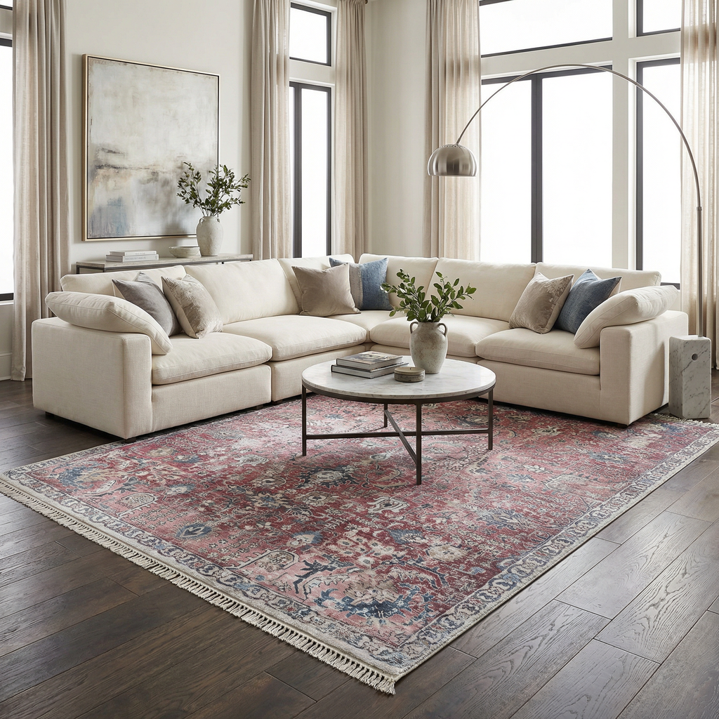 Burgundy Holi-2303 Washable Area Rug