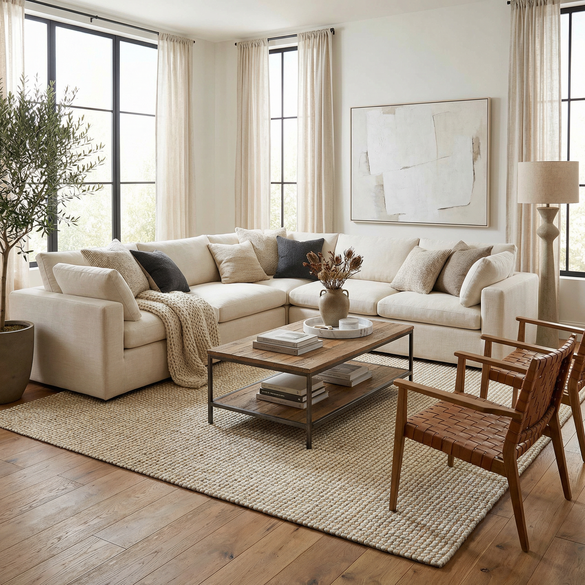 Riki Cream Jute-Wool Blend Rug