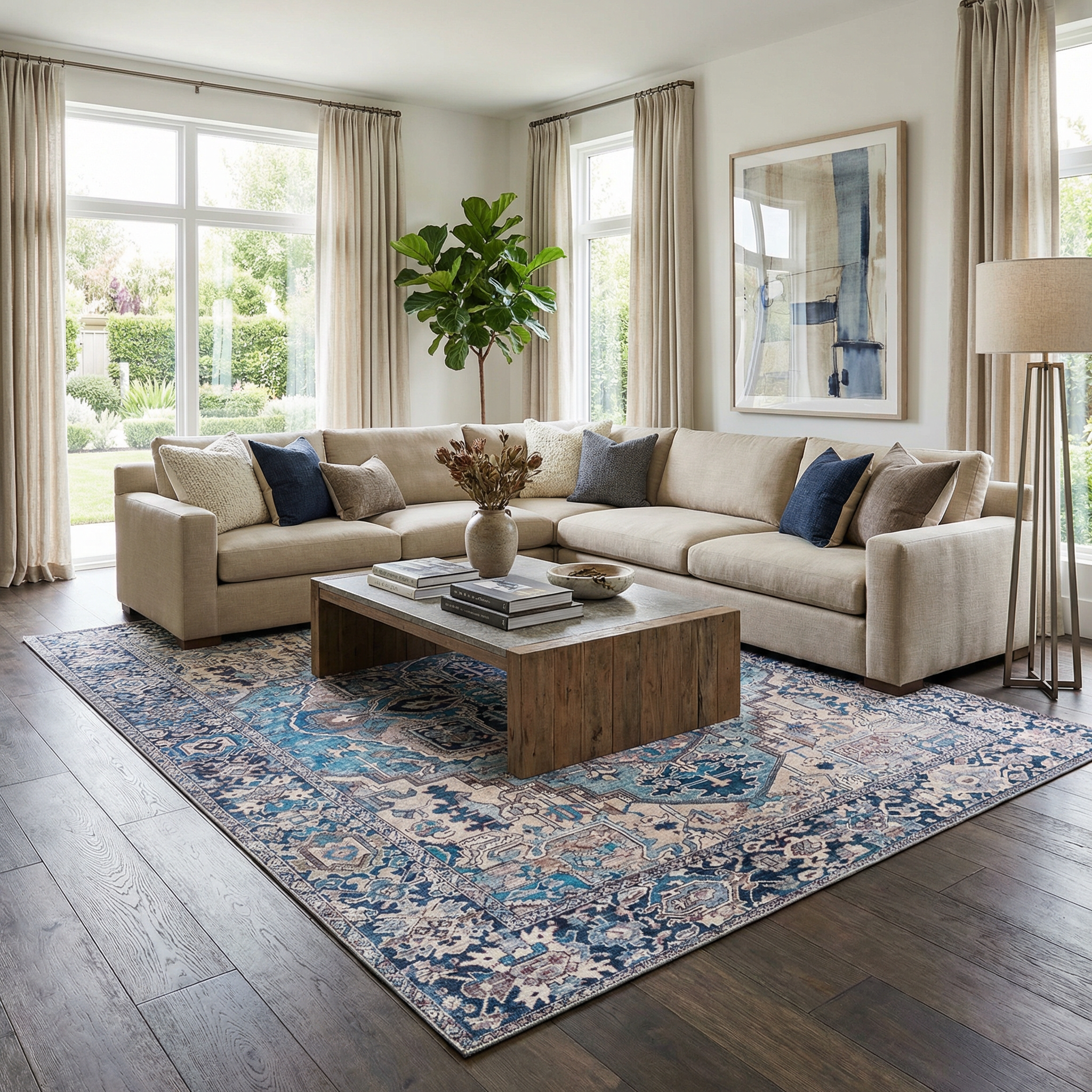 Neyland Iris Blue Area Rug 2362