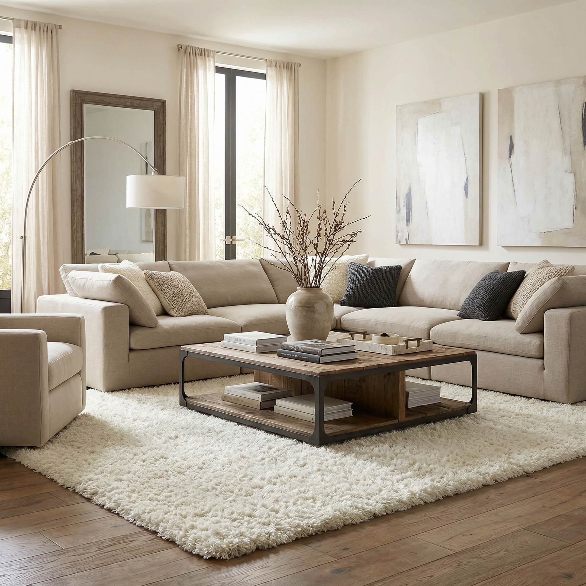 Siari Solid Cream Plush Rug