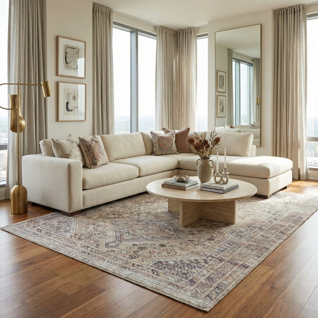 Barny Tan Washable Area Rug