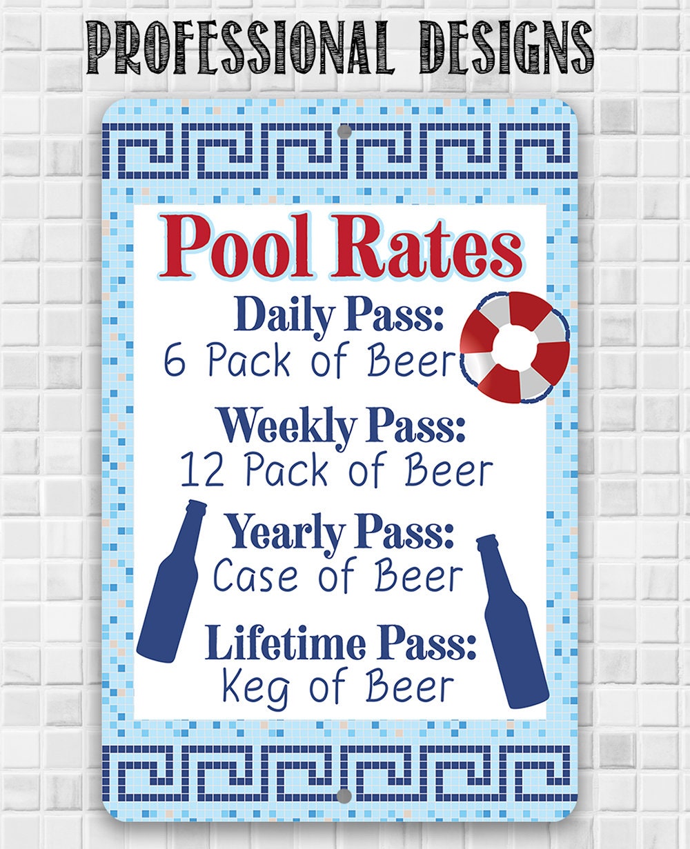 Pool Rates - Metal Sign