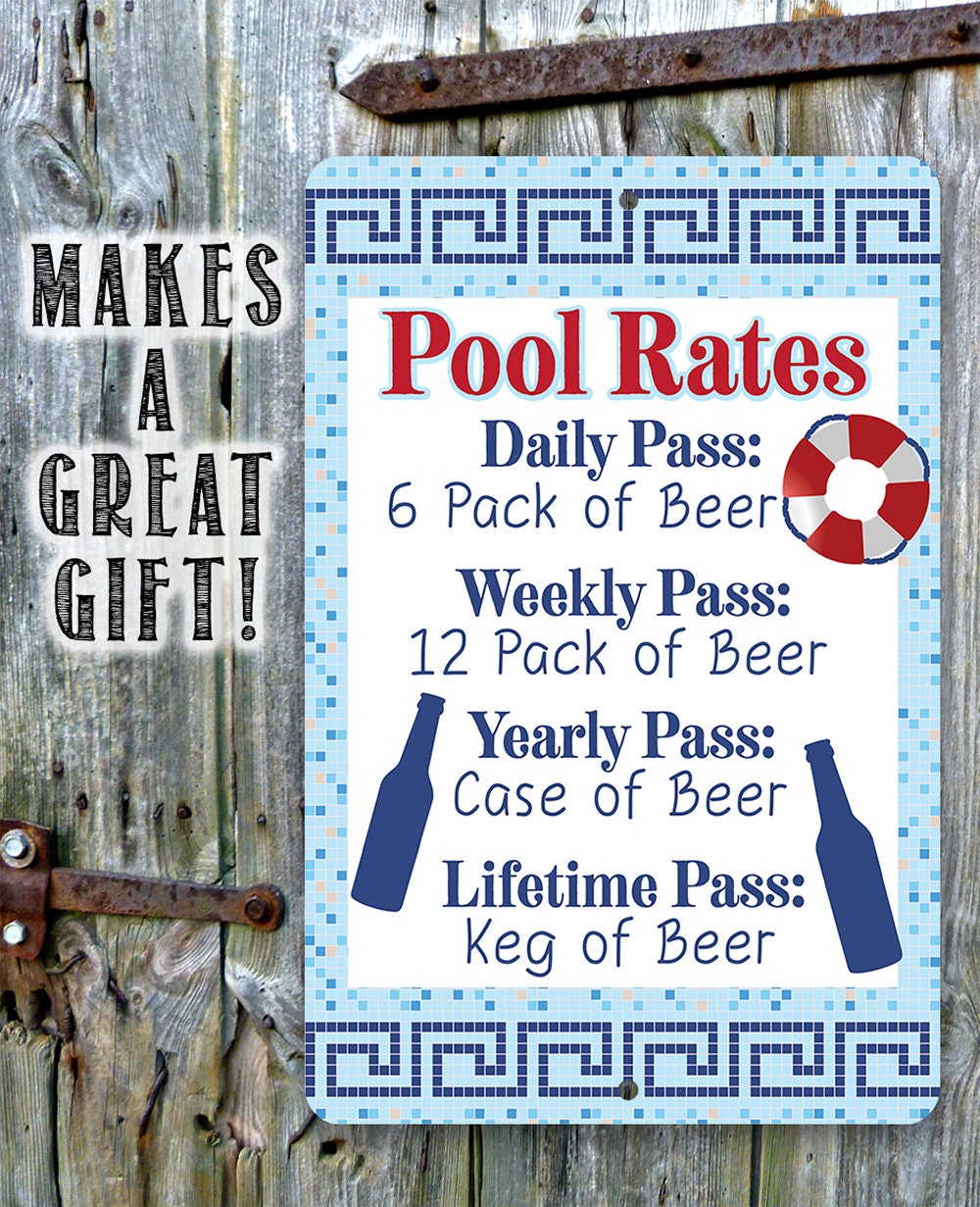 Pool Rates - Metal Sign