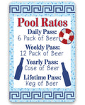 Pool Rates - Metal Sign